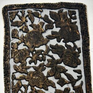 Black Gold Burnout Velvet Floral Mesh Scarf Oblong Shawl Sheer Devore Wrap